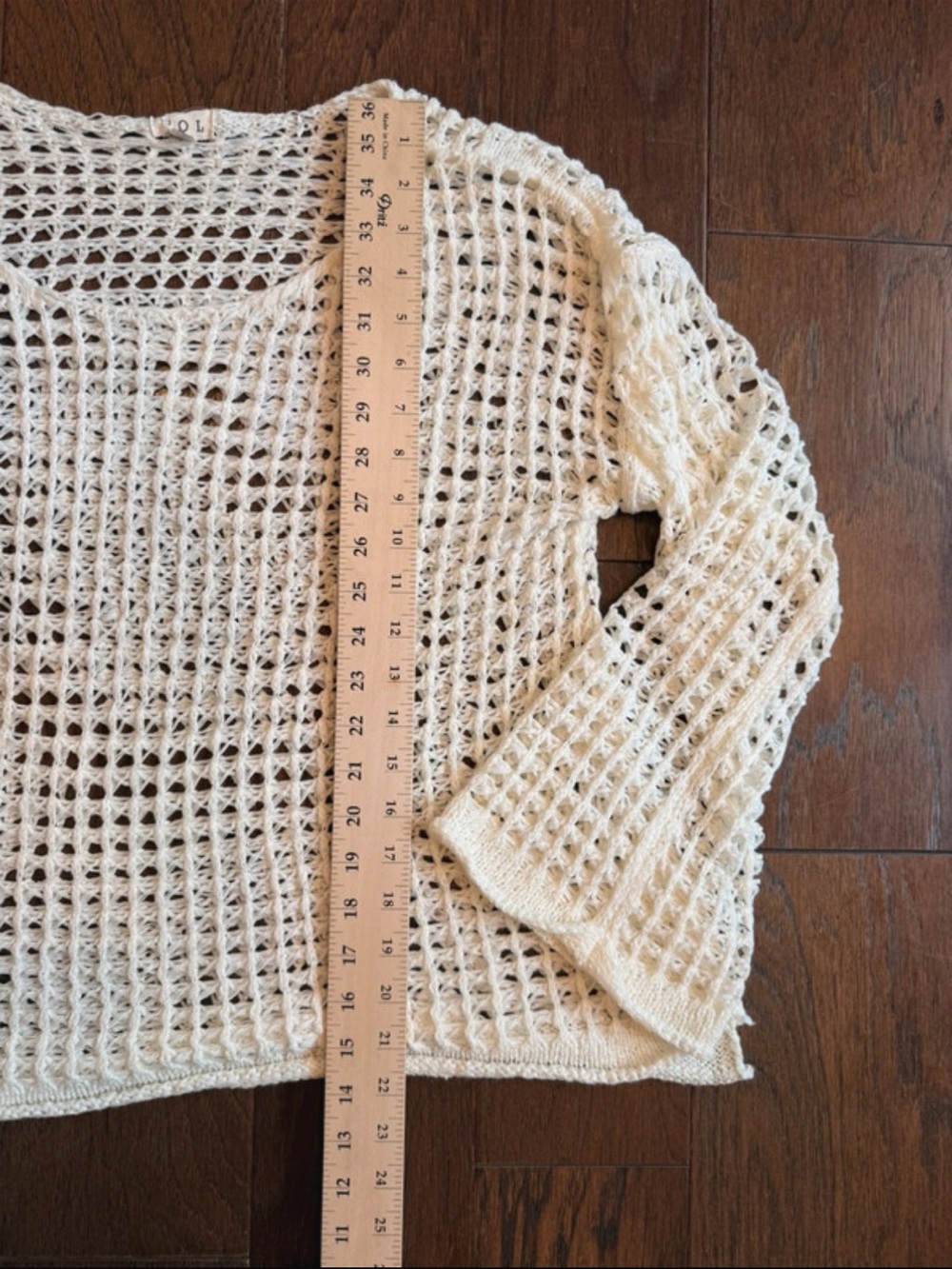 POL Open-Knit Scoop Neck Sweater in Cream - Picture 6 of 7